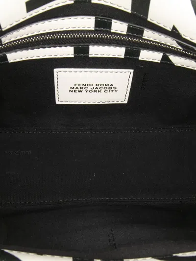 Pre-owned Fendi 2000-2010 Marc Jacobs Nappa Vitello King Logo Print Baguette Satchel In White