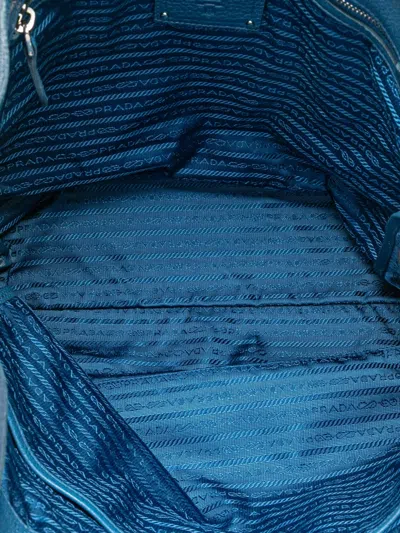Pre-owned Prada 2010-2025 Vitello Daino Open Convertible Tote Satchel In Blue