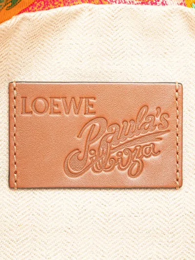 Pre-owned Loewe Paulas Ibiza 帆布瓶盖印花抽绳小袋（2022年典藏款） In Orange