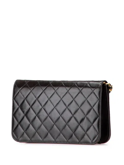 Pre-owned Chanel 1997-1999 Cc Quilted Lambskin Full Single Flap Crossbody Bag In Black