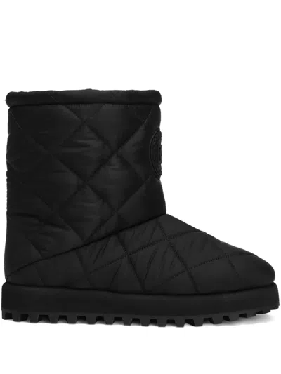 Dolce & Gabbana Diamond Quilted Flat Sole Ankle Boots In Multi