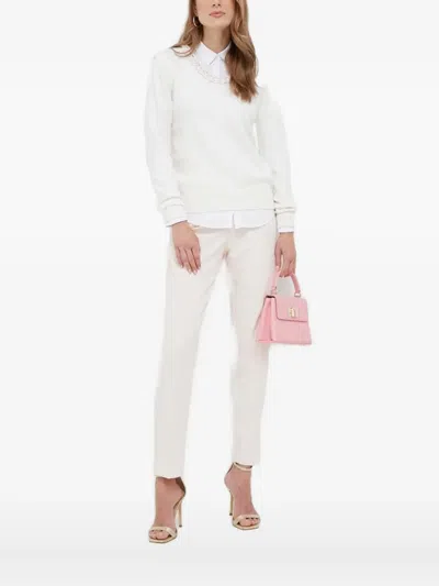 Silvian Heach Chain-trimmed Round-neck Sweater In White