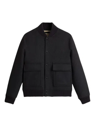 Woolrich Wool Twill Pocket Bomber In Black