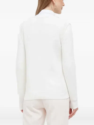Silvian Heach Chain-trimmed Round-neck Sweater In White
