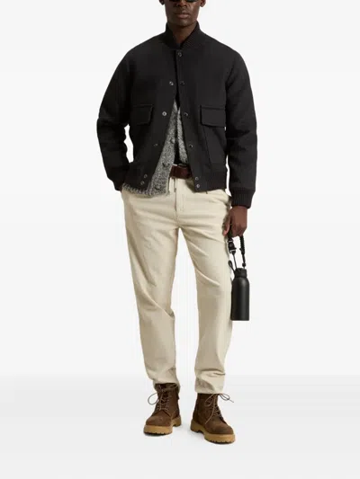 Woolrich Wool Twill Pocket Bomber In Black