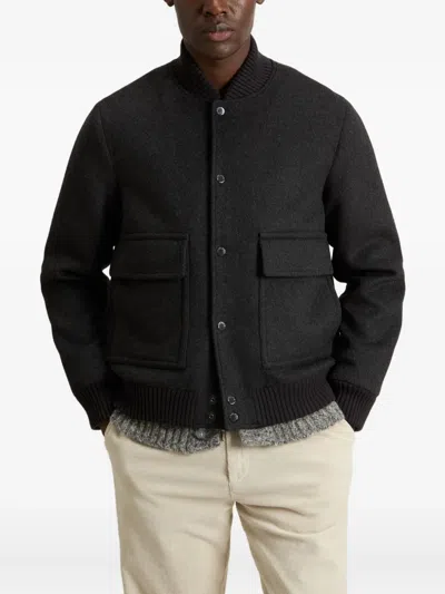 Woolrich Wool Twill Pocket Bomber In Black