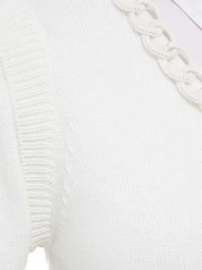 Silvian Heach Chain-trimmed Round-neck Sweater In White