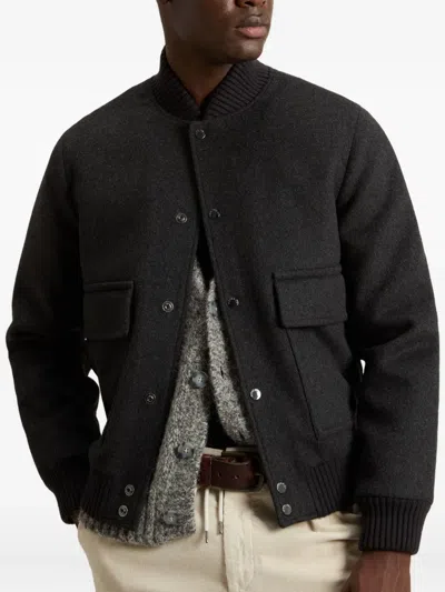 Woolrich Wool Twill Pocket Bomber In Black