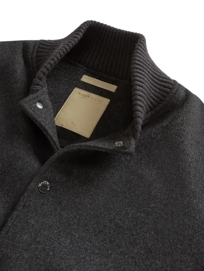 Woolrich Wool Twill Pocket Bomber In Black