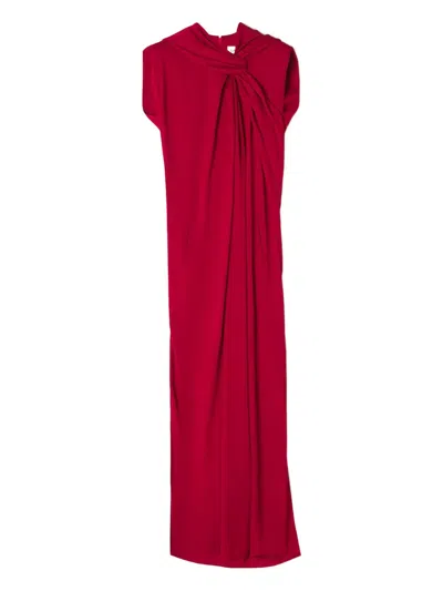 Lanvin Long Draped Dress In Red