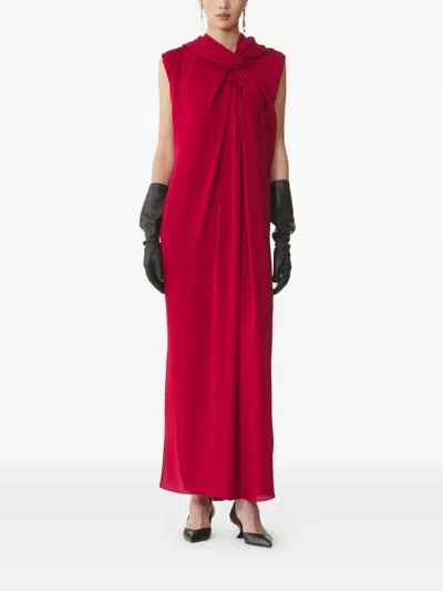 Lanvin Long Draped Dress In Red
