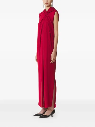 Lanvin Long Draped Dress In Red