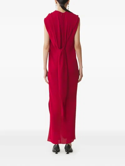 Lanvin Long Draped Dress In Red