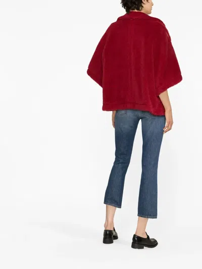 Max Mara Wide-sleeved Faux-fur Jacket In Red