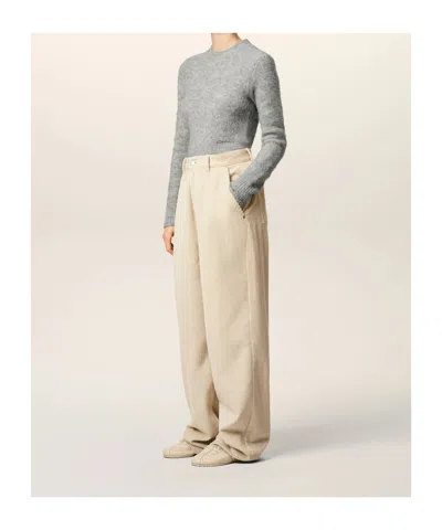 Ami Alexandre Mattiussi Wide-leg Jeans With Pockets And Belt Loops In Neutral