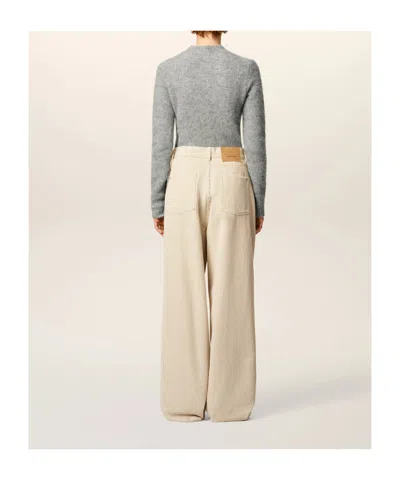 Ami Alexandre Mattiussi Wide-leg Jeans With Pockets And Belt Loops In Neutral