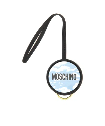 Moschino Couture Multicolour Leather Key Holder In Black