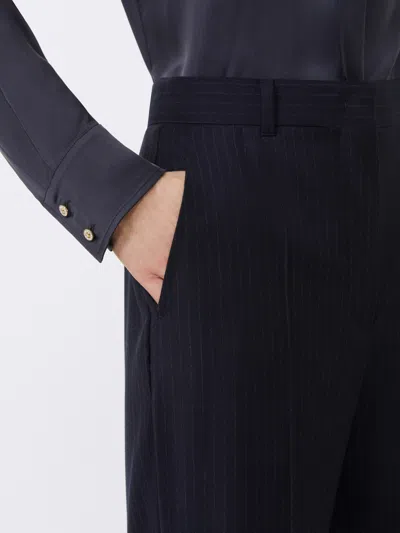 Max Mara Patterned Stretch Wool Trousers In Black