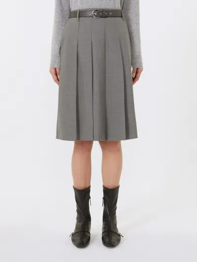 Max Mara Gimmy Pleated Belted Skirt In Brown