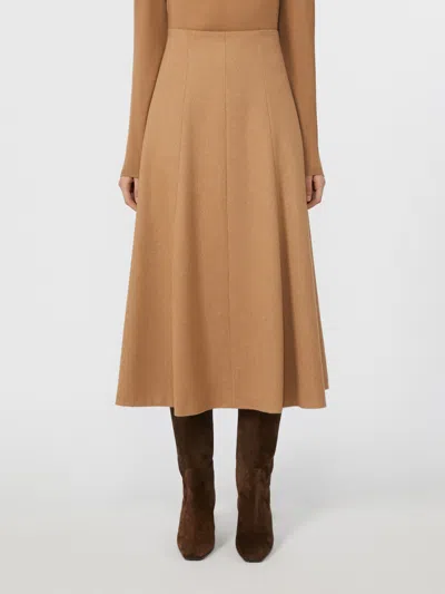 Max Mara Womens Camel Geneve A-line Wool Midi Skirt In Brown