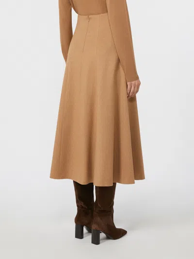 Max Mara Womens Camel Geneve A-line Wool Midi Skirt In Brown