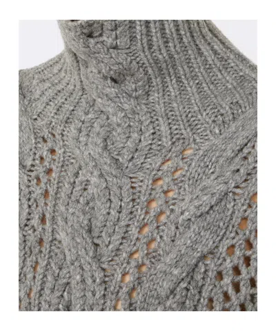 Sportmax Oversized Cable-knit Wool Blend Sweater In Brown