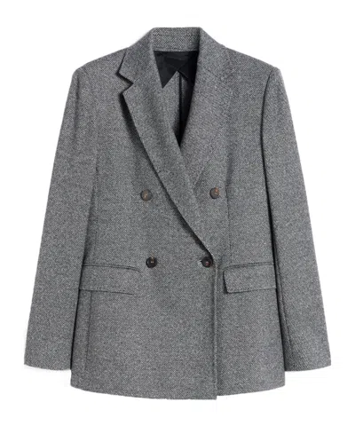 Max Mara Double-breasted Charcoal Grey Wool Blend Jacket In Brown