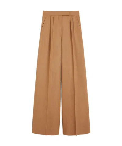 Max Mara Flared Camel Trousers In Brown