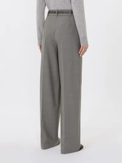 Max Mara Wool Twill Trousers In Gray