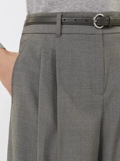 Max Mara Wool Twill Trousers In Gray