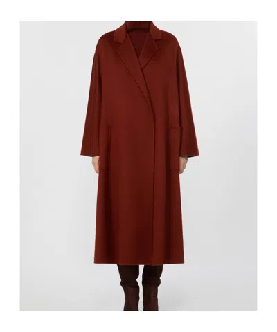 Max Mara Ludmilla Belted Cashmere Coat In Burgundy