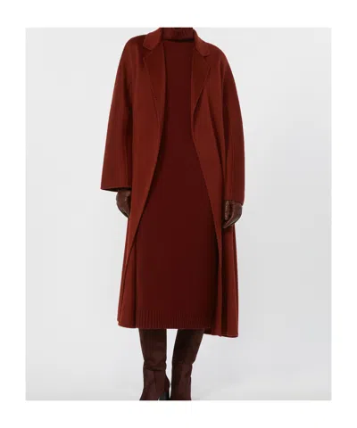 Max Mara Ludmilla Belted Cashmere Coat In Burgundy