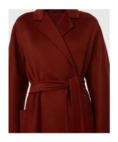 Max Mara Ludmilla Belted Cashmere Coat In Burgundy