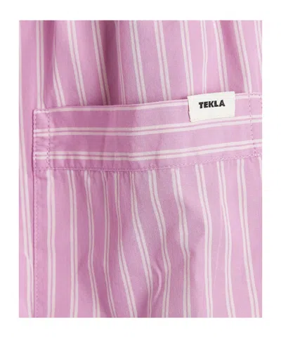 Tekla Striped Pajama Shorts In Pink