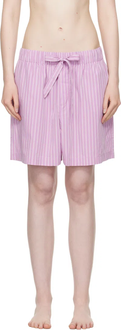 Tekla Striped Pajama Shorts In Pink