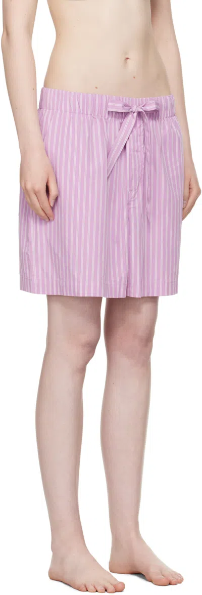 Tekla Striped Pajama Shorts In Pink