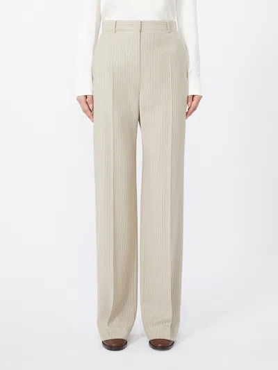 Max Mara Patterned Stretch Wool Trousers In Green