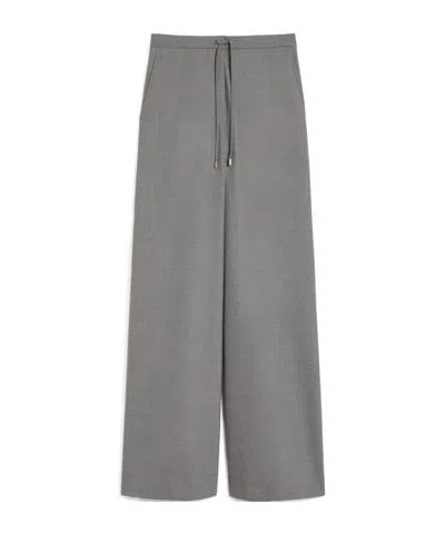 Max Mara Wool Twill Drawstring Trousers In Black