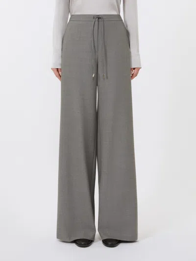 Max Mara Wool Twill Drawstring Trousers In Black