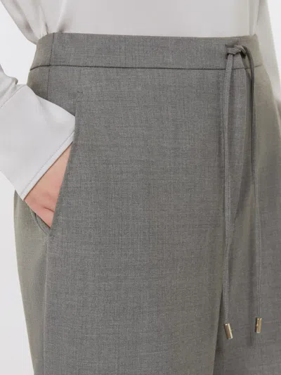 Max Mara Wool Twill Drawstring Trousers In Black