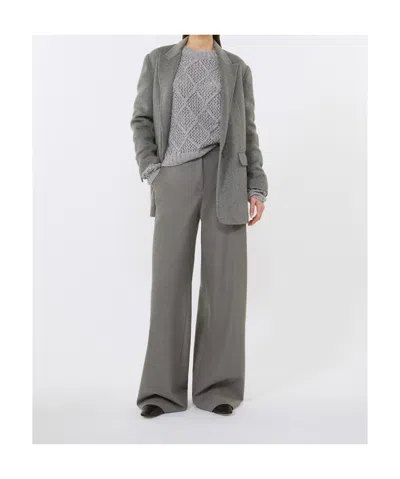 Max Mara Wool Twill Drawstring Trousers In Black