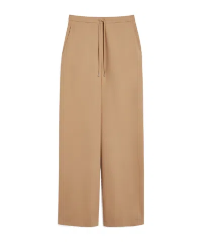 Max Mara Drawstring Trousers In Wool Twill In Brown