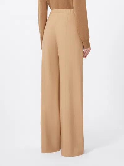 Max Mara Drawstring Trousers In Wool Twill In Brown