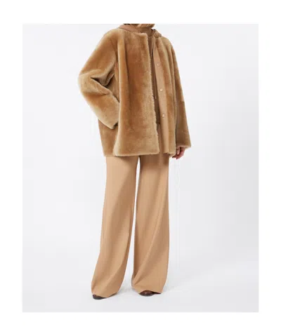 Max Mara Drawstring Trousers In Wool Twill In Brown