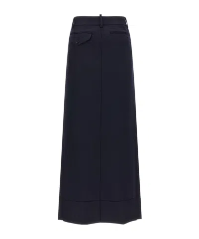 Dsquared2 Stitched Skirt With Pockets And Loops In Blue
