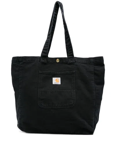 Carhartt Bayfield Tote In Denim Nero Uomo In Black