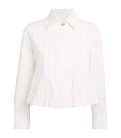 Sandro Womens White Pleated Cropped Cotton Shirt