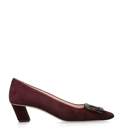 Roger Vivier Beautiful Vivier Suede Pumps In Burgundy