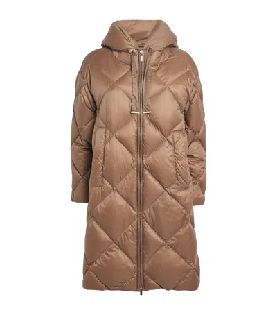 Max Mara Down Jacket In Iridescent Water-repellent Fabric In Brown