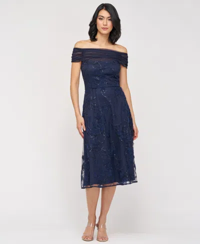 Js Collections Women's Gemma Beaded Off-the-shoulder A-line Dress In Blue